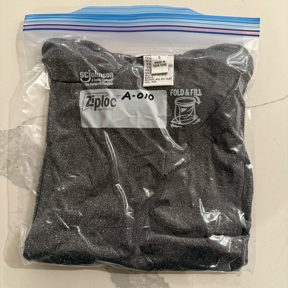 Vintage TALBOTS Women's Metallic Gray Knit Stretch V-Neck Long Sleeve Top Lg EUC - Picture 10 of 10